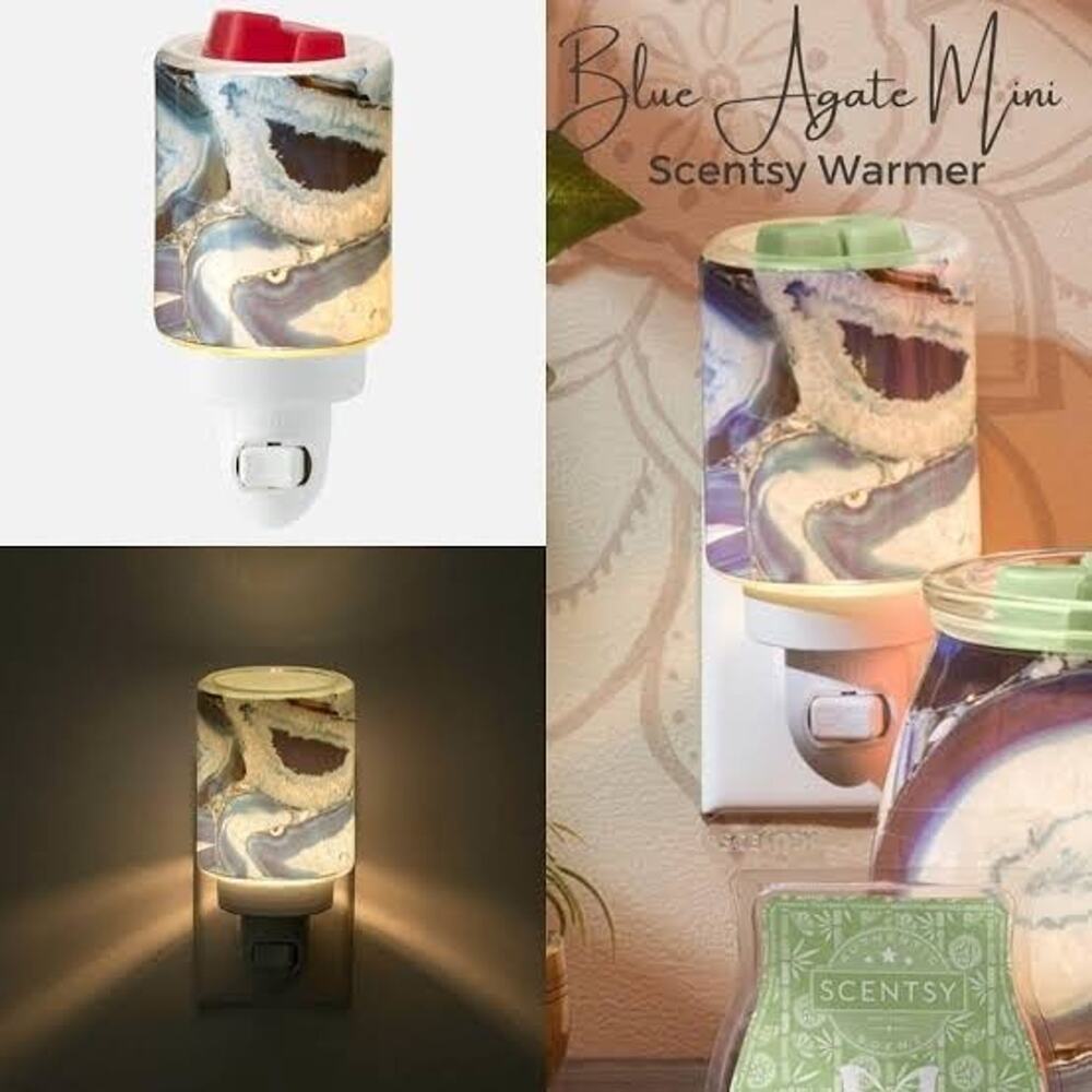 NIB Scentsy Blue Agate Mini Warmer Plug-In Wax Warmer w/ Original Box